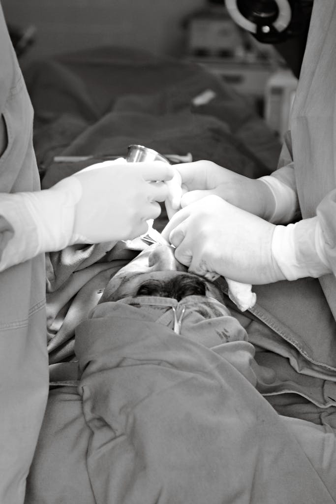 Doctors performing surgery with precision and care in a hospital setting.